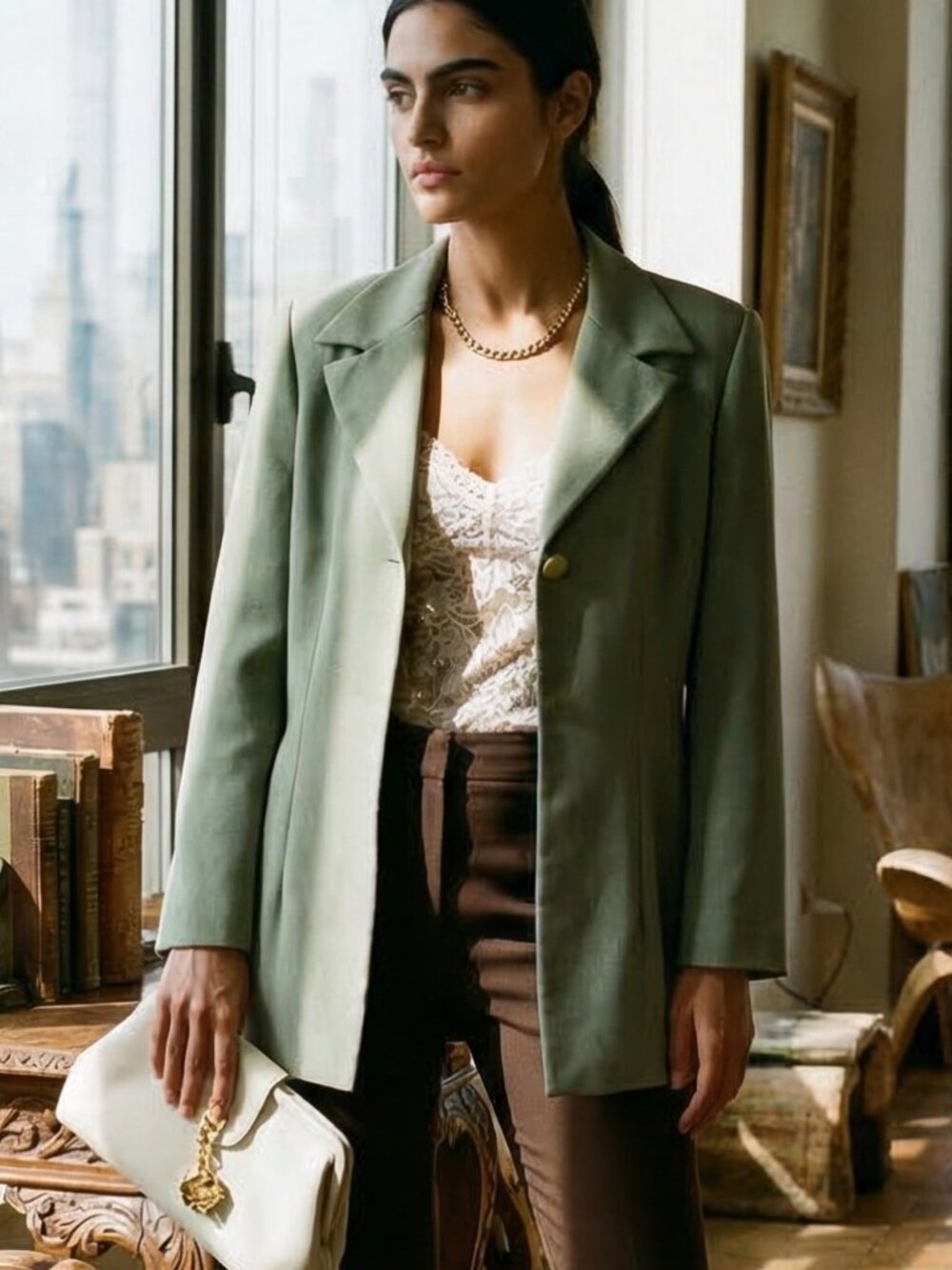 Vintage Iz California Sage Flowy Refined & Feminine Blazer